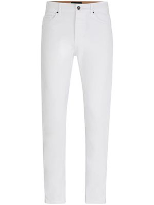 BOSS logo-patch tapered jeans - White