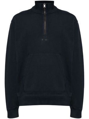 BOSS logo-patch zip-front sweatshirt - Blue