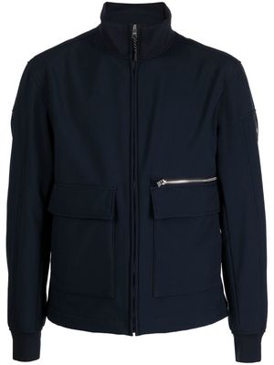 BOSS logo-patch zip-up jacket - Blue
