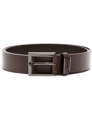 BOSS logo-plaque leather belt - Brown