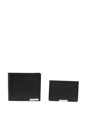 BOSS logo-plaque leather wallet set - Black