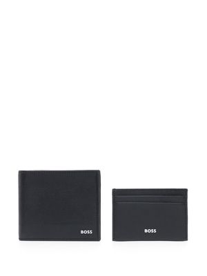 BOSS logo-print card wallet set - Black