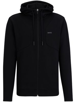 BOSS logo-print cotton-blend hoodie - Black