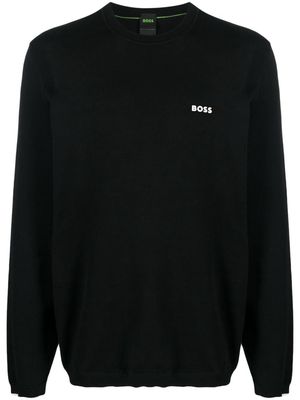 BOSS logo-print cotton blend jumper - Black