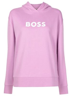 BOSS logo-print cotton hoodie - Pink