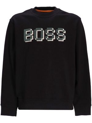BOSS logo-print cotton jersey sweatshirt - Black