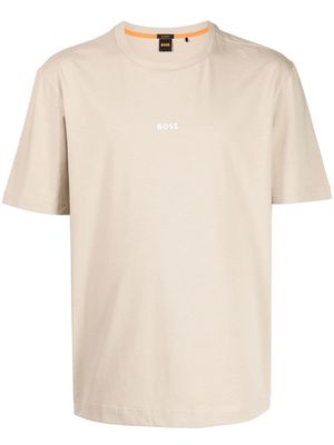 BOSS logo-print cotton T-shirt - Neutrals