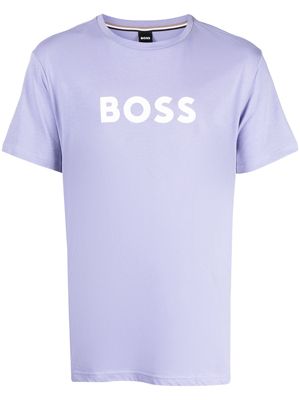 BOSS logo-print cotton T-shirt - Purple