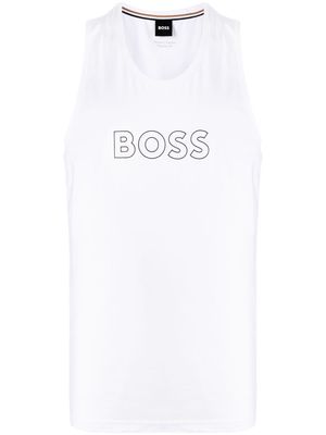 BOSS logo-print cotton tank top - White