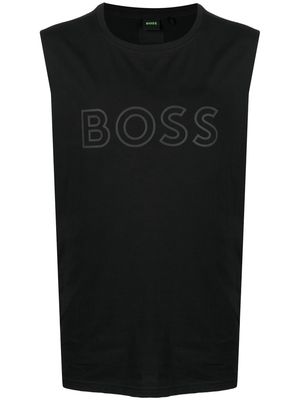 BOSS logo-print cotton vest - Black
