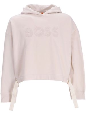 BOSS logo-print cropped hoodie - Pink