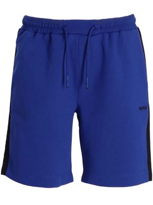 BOSS logo-print drawstring track shorts - Blue