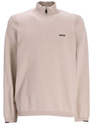 BOSS logo-print high-neck jumper - Neutrals