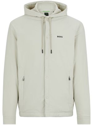 BOSS logo-print hooded jacket - Neutrals