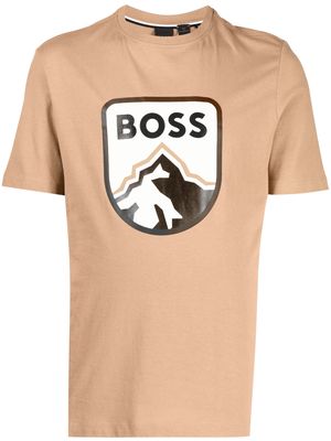 BOSS logo-print jersey T-shirt - Brown