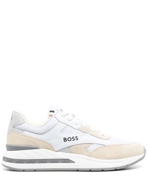 BOSS logo-print leather sneakers - White