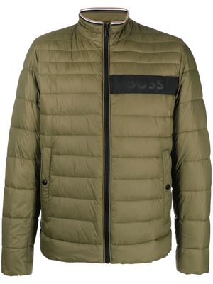 BOSS logo-print padded jacket - Green