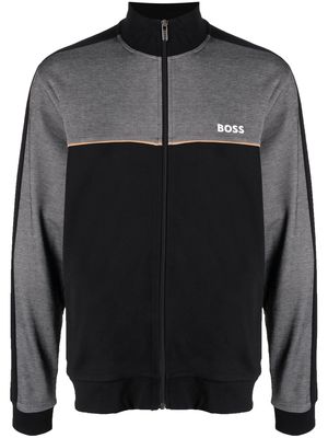 BOSS logo-print panelled jacket - Black