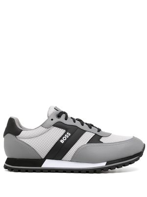 BOSS logo-print panelled mesh sneakers - Grey