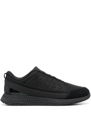 BOSS logo-print slip-on sneakers - Black