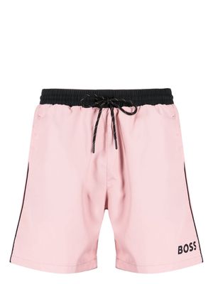 BOSS logo-print swim shorts - Pink