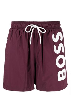 BOSS logo-print swim shorts - Purple
