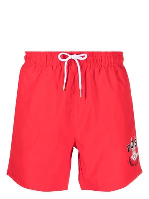 BOSS logo-print swim shorts - Red