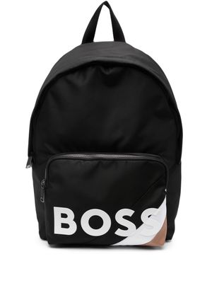 BOSS logo-print zip-up backpack - Black