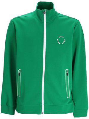 BOSS logo-print zip-up sweatshirt - Green