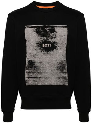 BOSS logo-printed cotton sweatshirt - Black
