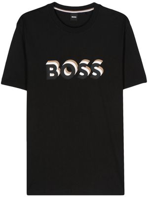 BOSS logo-rubberised cotton T-shirt - Black