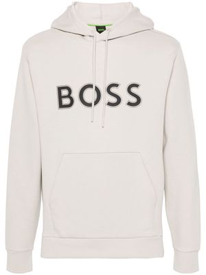 BOSS logo-stamp hoodie - Neutrals