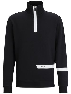 BOSS logo stripe-print sweatshirt - Black