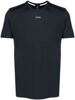 BOSS logo-tape detail T-shirt - Blue
