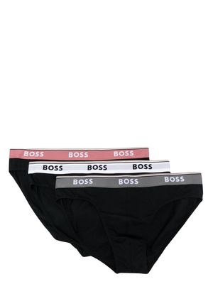 BOSS logo-waistband briefs 3-pack - Black