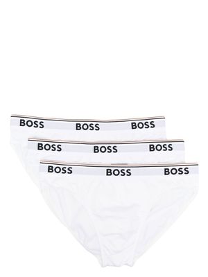 BOSS logo-waistband briefs set of 3 - White