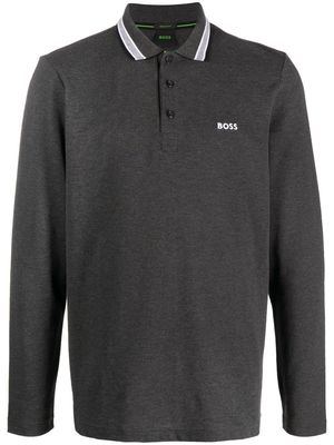 BOSS long-sleeve cotton polo shirt - Grey