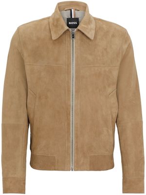 BOSS long-sleeve suede shirt jacket - Neutrals