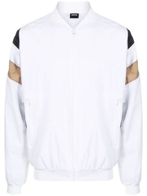 BOSS long-sleeve zip-up bomber jacket - White