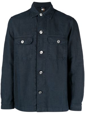 BOSS long-sleeved linen overshirt - Blue