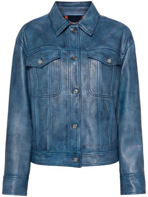 BOSS long-sleeves leather jacket - Blue