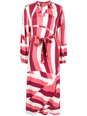 BOSS long-sleeves striped long dress - Pink