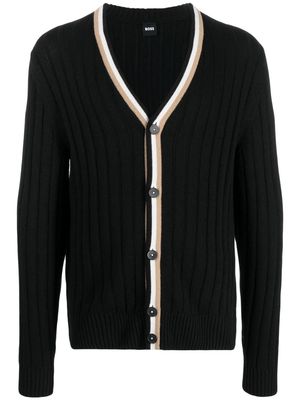 BOSS Losilvio stripe-trim cardigan - Black