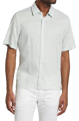 BOSS Lukka Short Sleeve Linen Blend Button-Up Shirt in Light/Pastel Green