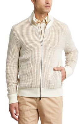 BOSS Mabeo Cotton & Wool Zip Cardigan in Open White
