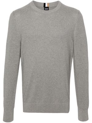 BOSS mélange-effect cotton jumper - Grey