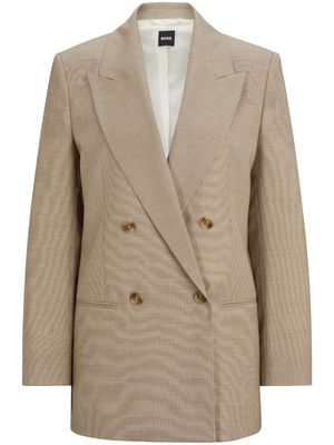 BOSS mélange virgin wool blazer - Neutrals