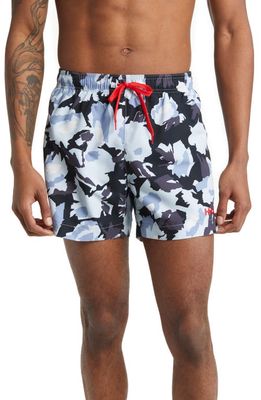 BOSS Memo Abstract Floral Swim Trunks in Open Blue
