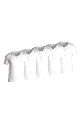 BOSS Men's 5-Packs Cotton V-Neck T-Shirts in White