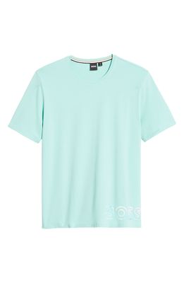 BOSS Men's Pride Stretch Cotton Pajama Logo Graphic Tee in Light/Pastel Green